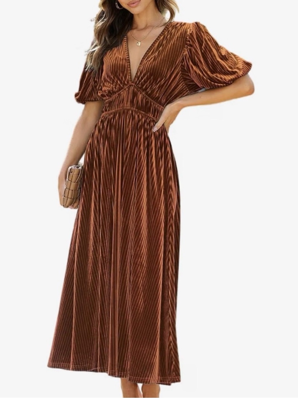 Rust Velvet Maxi Dress